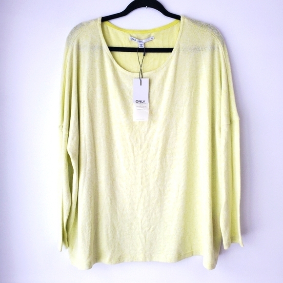Only Tops - NWT ONLY Our Story Yellow Viscose Comfy Long Sleeve Shirt Top Women's XL